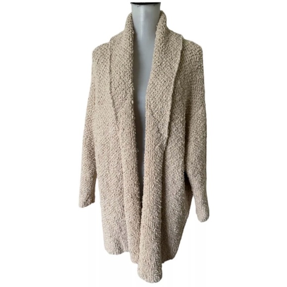 Free People Sweaters - Free People Sz XS Oversized Tan Cozy Knit Teddy Fall Essential layering Cardigan